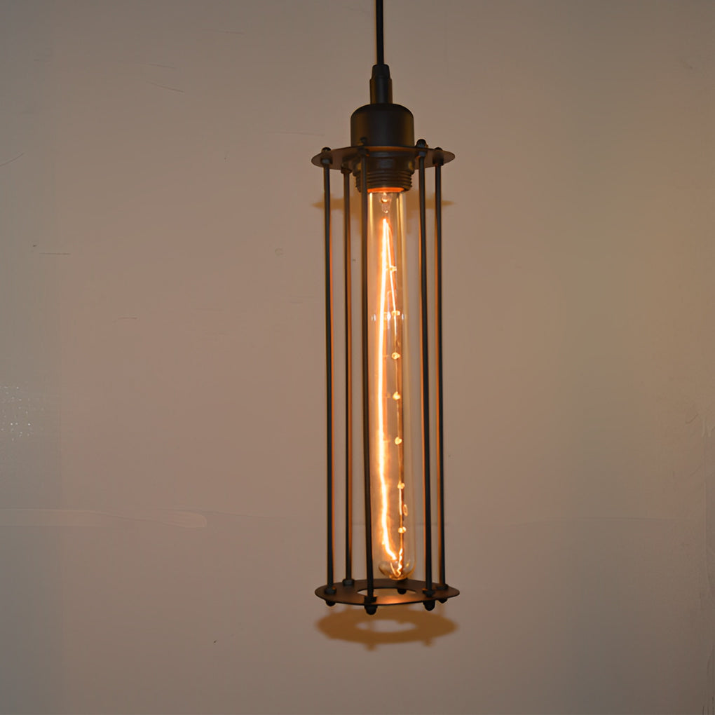 Industrial Rustic Pendant Light — Black Iron, 8W LED, Vertical or Horizontal