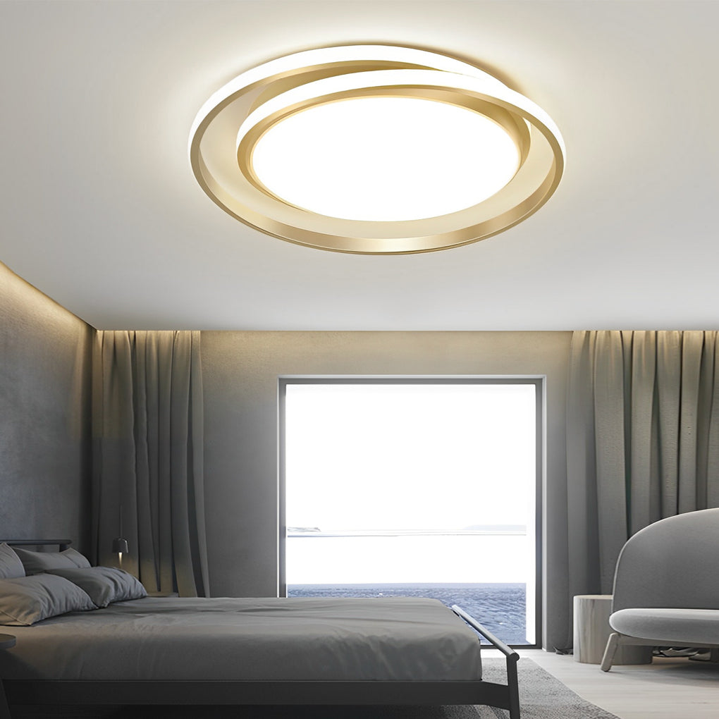 Circular LED Flush-Mount Ceiling Light — Aluminum & Acrylic, 22" Diameter, 55W, Stepless Dimming, Remote Control, 3000K–6000K