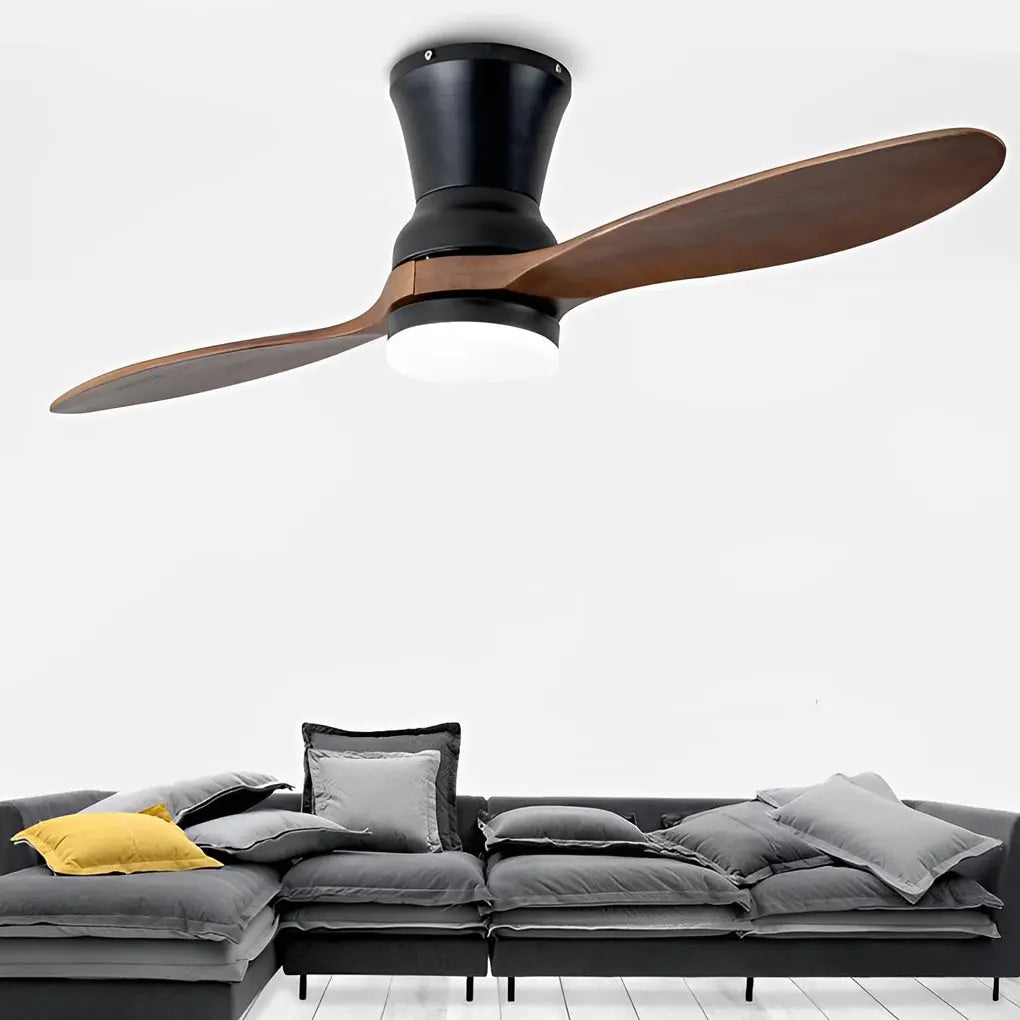 Modern 18W LED Dimmable Ceiling Fan with 2 Wood Blades and Remote Control - Mute Function Luxe