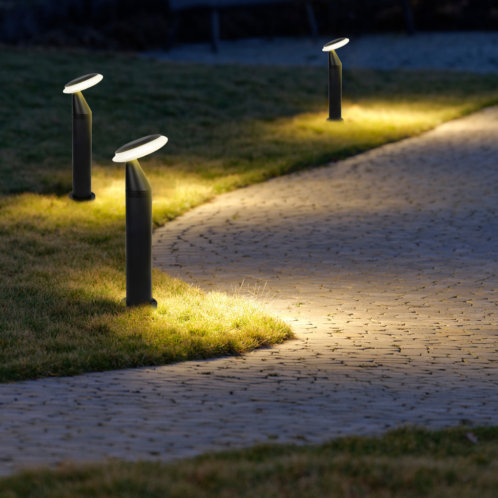 Mushroom Outdoor Bollard Path Light — Black Aluminum & Acrylic, 12W LED, 45° Beam, IP65, 85–265V, 16"–39" Heights