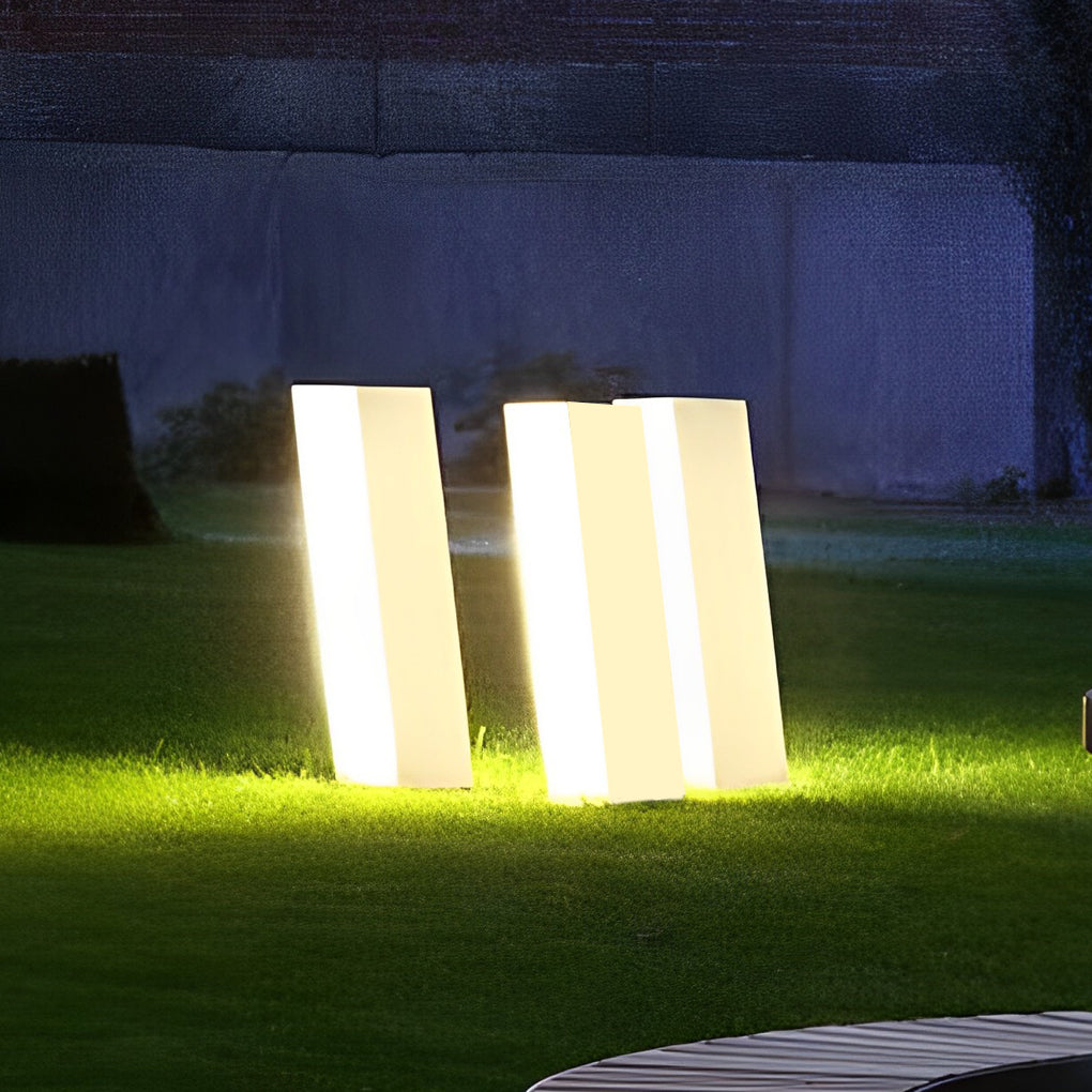 Inclined Cuboid Outdoor Bollard Light — Stainless Steel & Acrylic, LED, IP54, 3000K Warm White