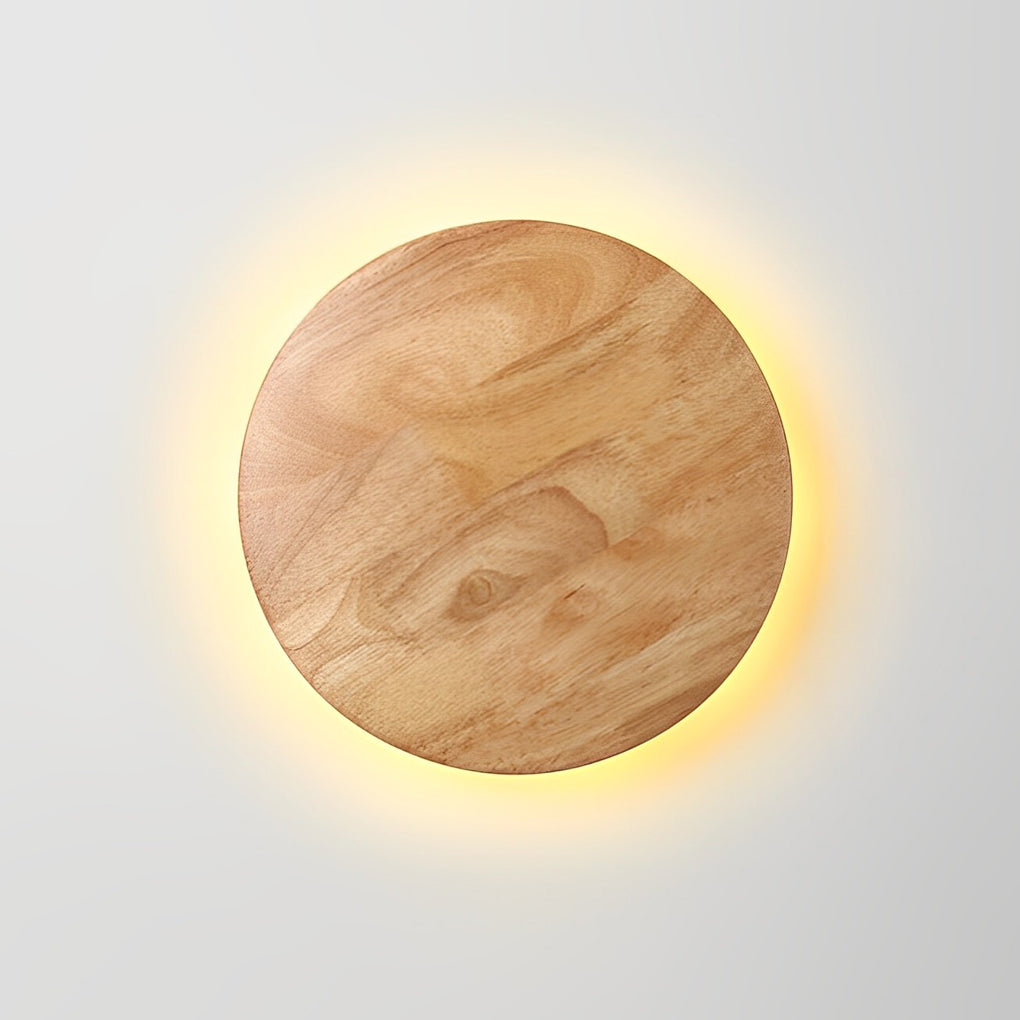Round & Oval Wood LED Wall Sconce — Oak Wood, Warm White 3000K, Bedside