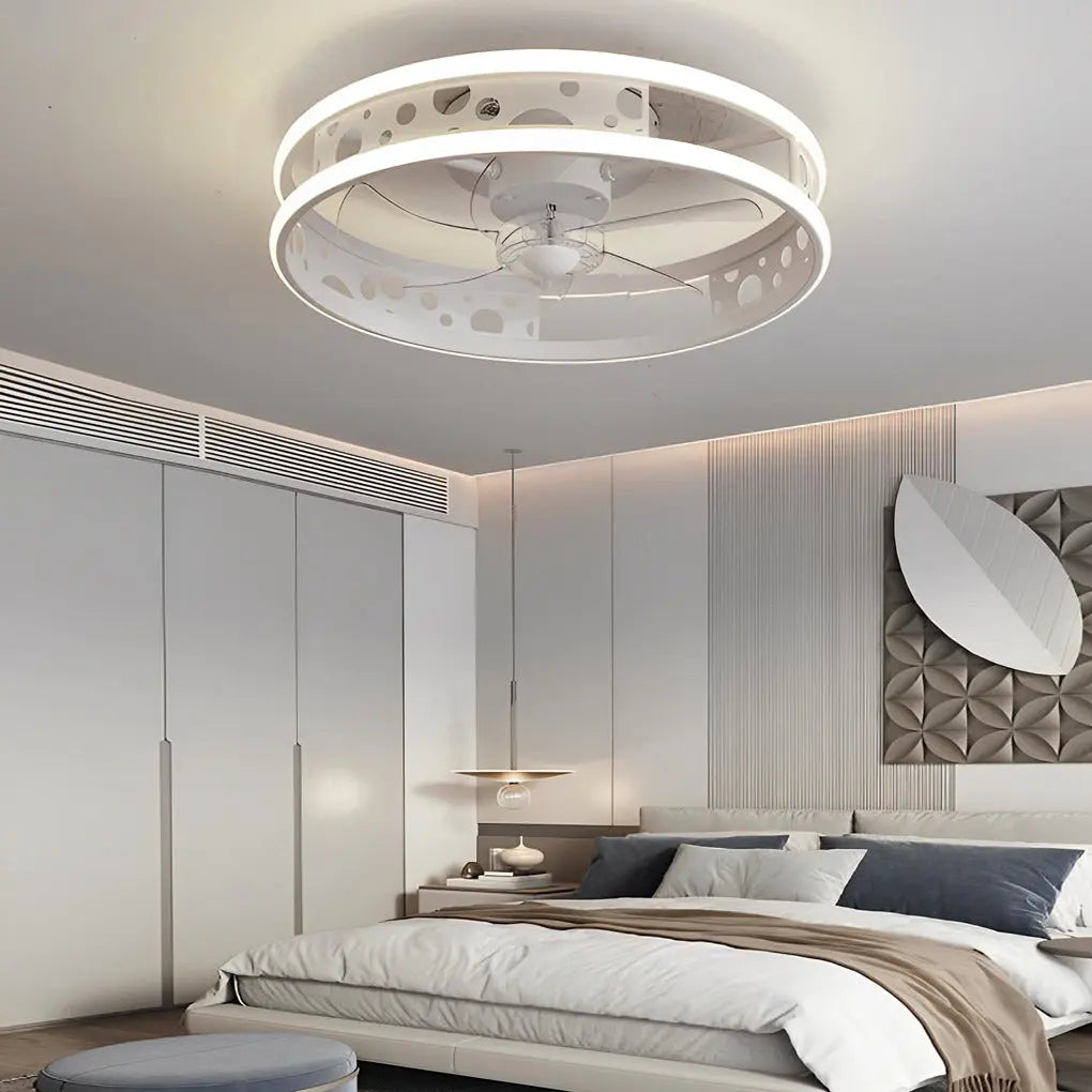 Nordic Bladeless Ceiling Fans with Remote Control - Round Three-Step Dimming LED Luxe