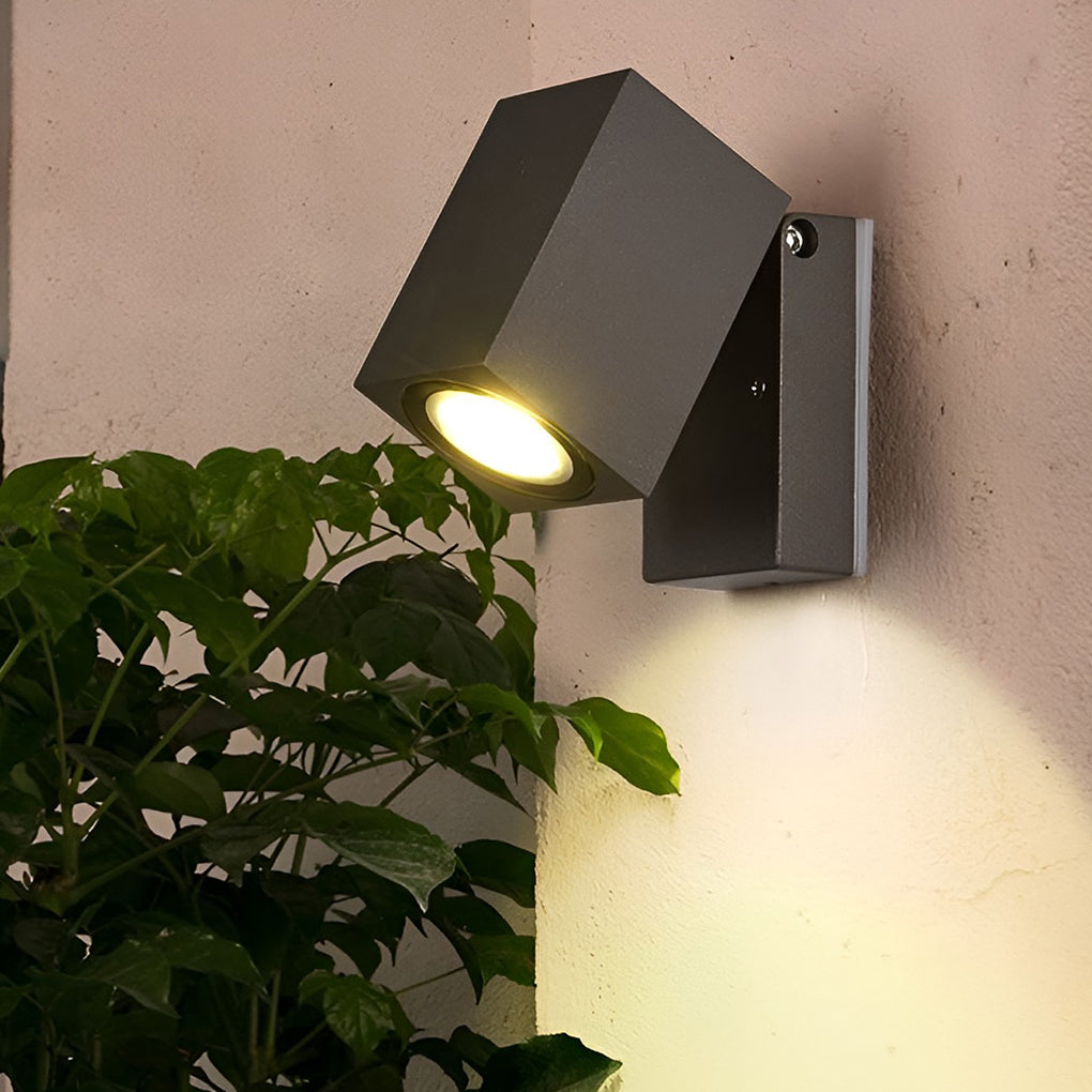 Square Adjustable Outdoor Wall Sconce — Black Aluminum, 5W COB LED, Motion Sensor, IP65, 3000K / 6000K