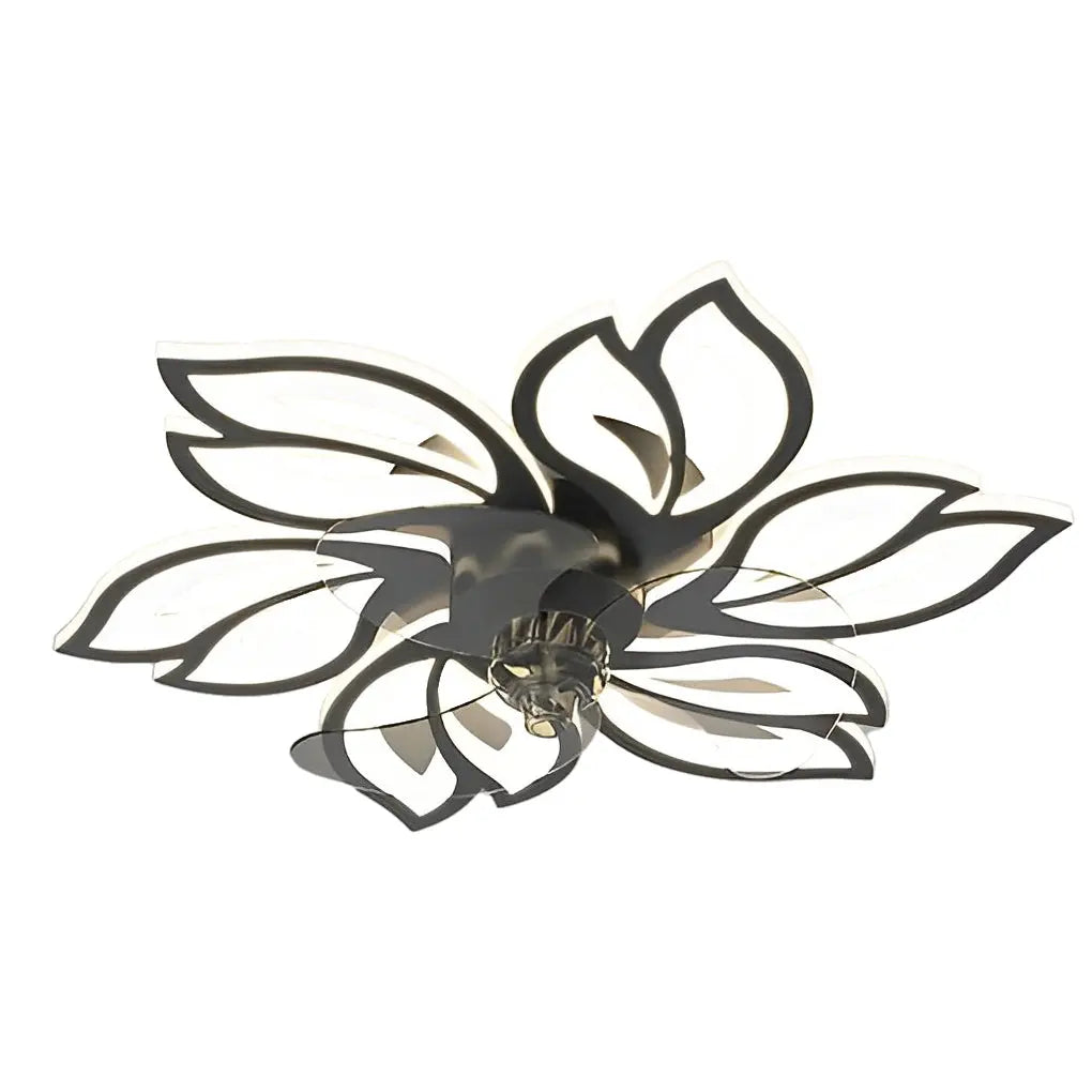 Modern Ceiling Fan Light with Flower Smart Silent Stepless Dimming LED Luxe