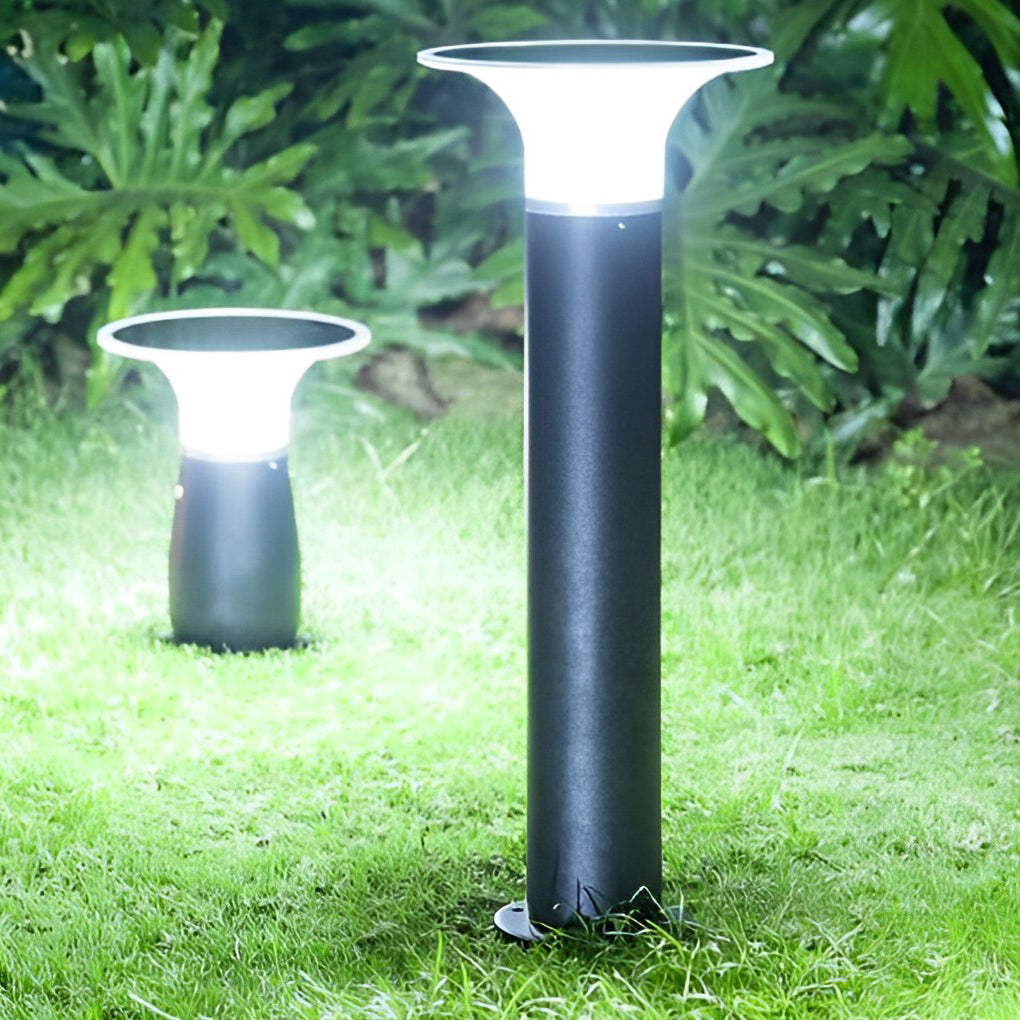 Modern Solar LED Bollard Path Light — Die-Cast Aluminum, 3.5W, 360° Illumination, Black