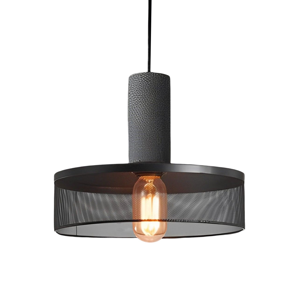 Industrial Cage Pendant — Concrete and Iron, Black, E27, 3000K Warm White