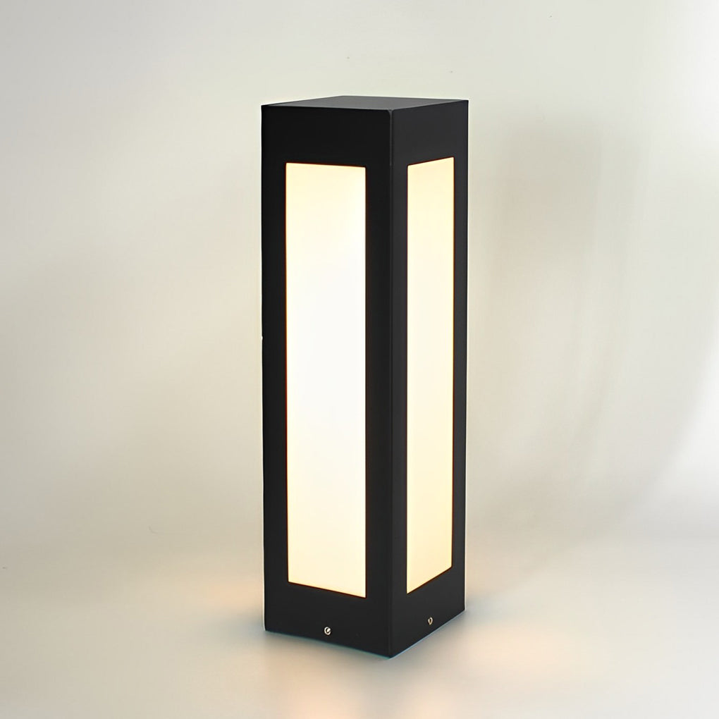Modern Black Solar Bollard Light — Galvanized Steel & Acrylic, 10W LED, IP65 Weatherproof, 3000K Warm White