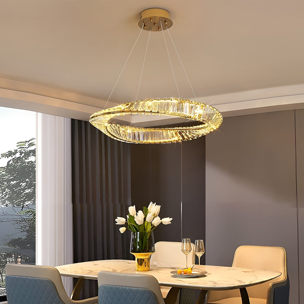 Modern Crystal Chandelier — Stainless Steel, Electroplated Finish, Stepless Dimming, Remote Control