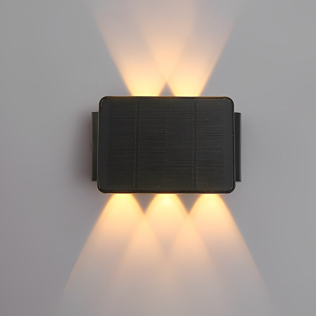Solar Up/Down Outdoor Wall Washer Light — Black ABS, LED, IP65 Weatherproof, 4W–6W, 3000K