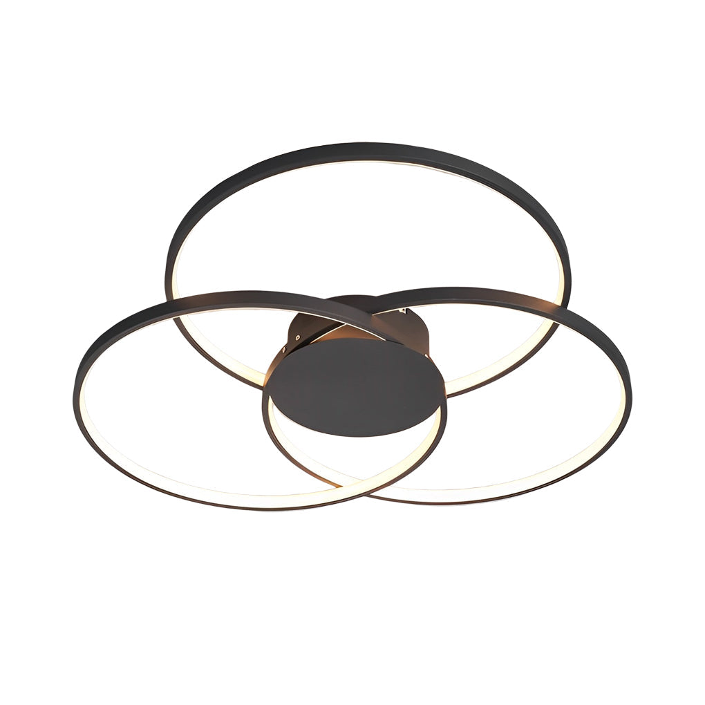 Three-Ring LED Flush Mount — Electroplated Metal, Stepless Dimming, Remote Control, 18.9" or 29.9"