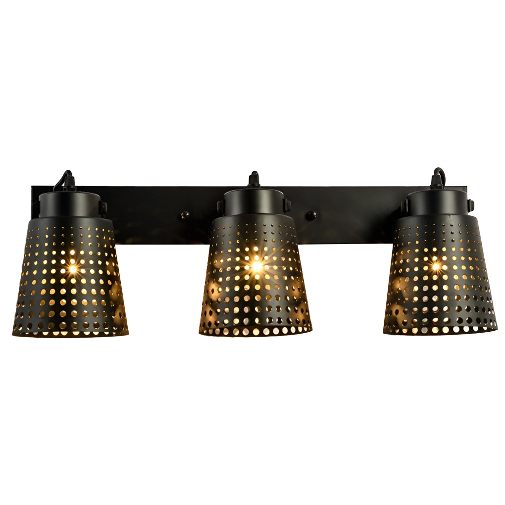 Retro Hollow Industrial Plug-In Wall Sconce — Black Iron, Adjustable Arm, E27, 1-, 2-, or 3-Light