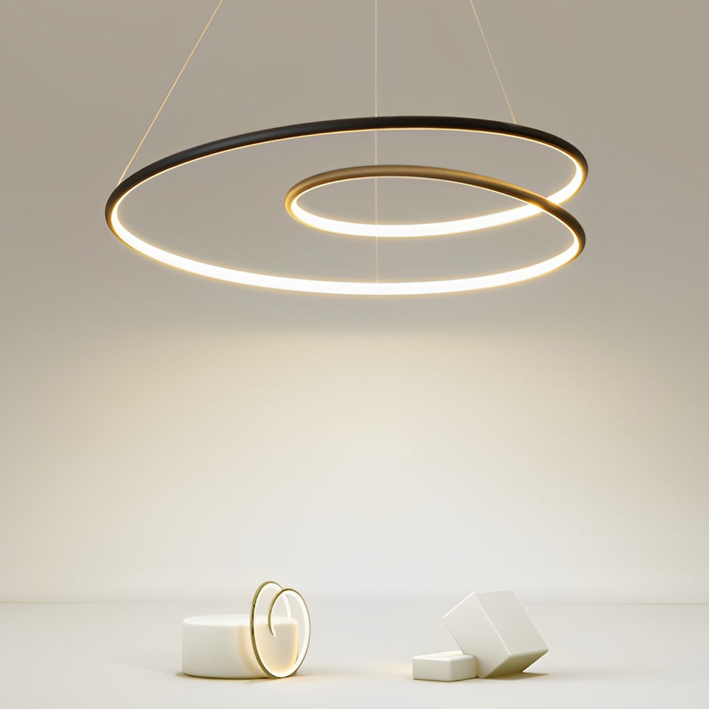 Circular Loop Modern Chandelier — Aluminum, LED, Stepless Dimming with Remote, 19.7" or 23.6"