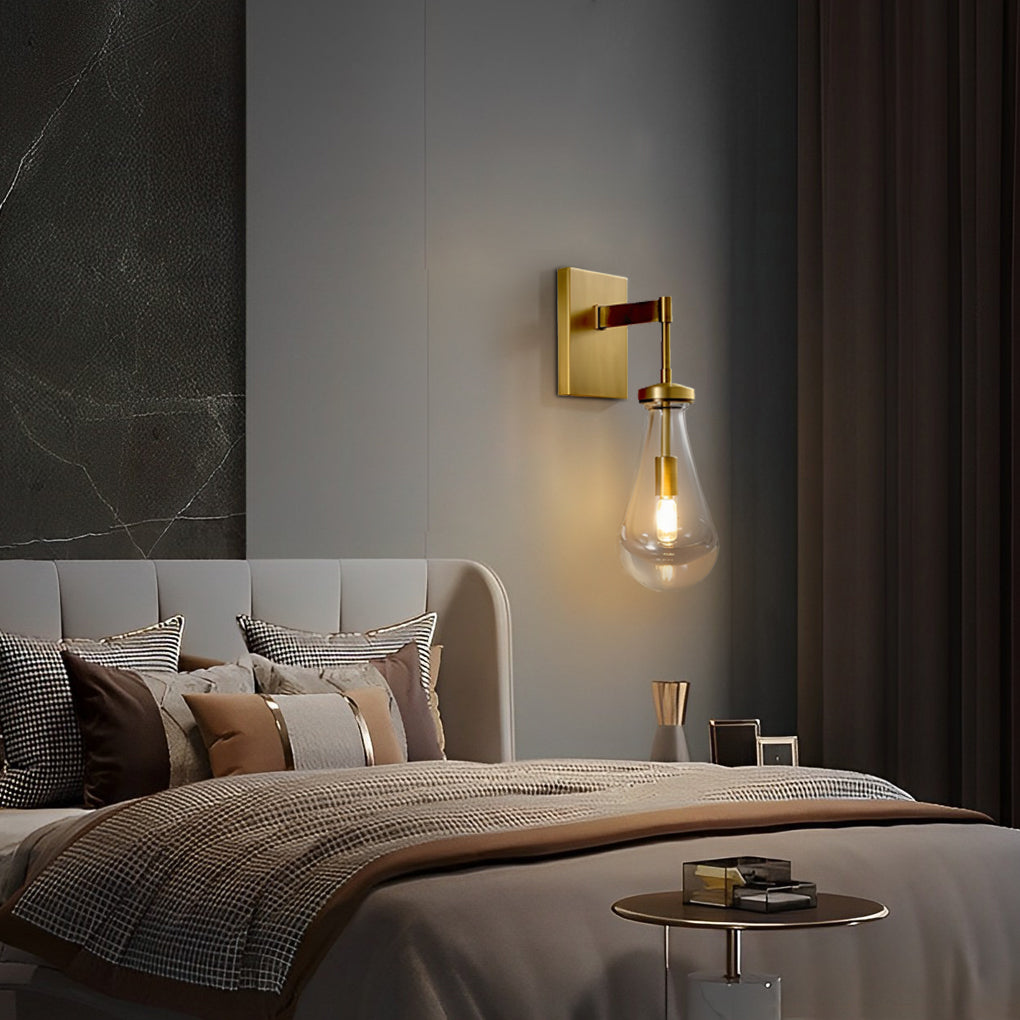 Water Drop Crystal Wall Sconce — Copper, E14 Hardwired, 3000K Warm White