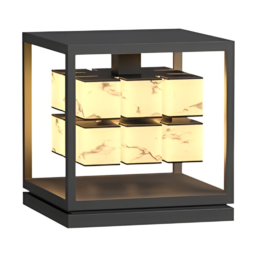 Modern Square Solar Deck Post Cap Light — Stainless Steel & PC, LED, IP65 Weatherproof, Warm White 3000K