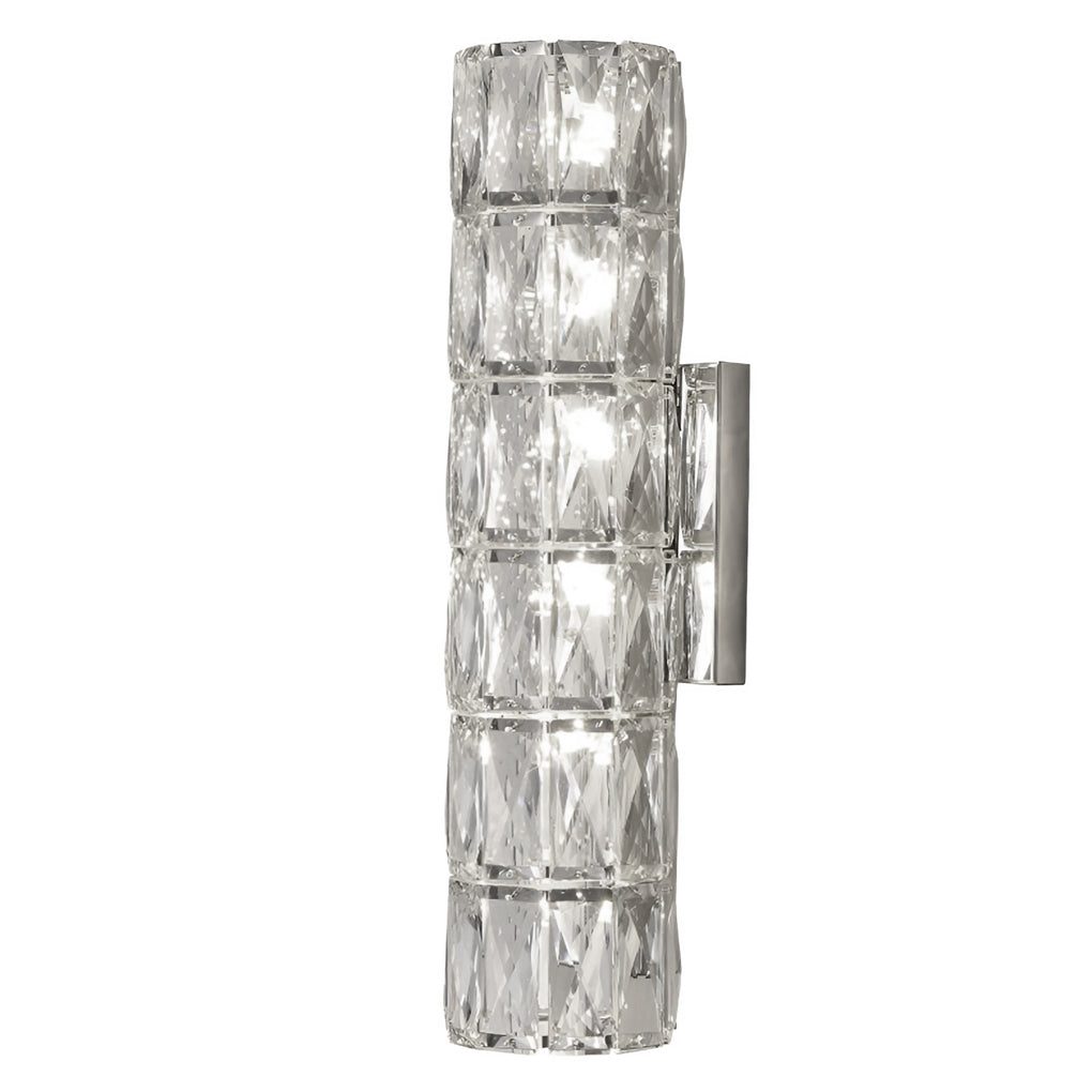 Cylindrical Crystal Wall Sconce — Stainless Steel, G9 Hardwired, Three-Step Dimming, 3-Light / 4-Light / 6-Light