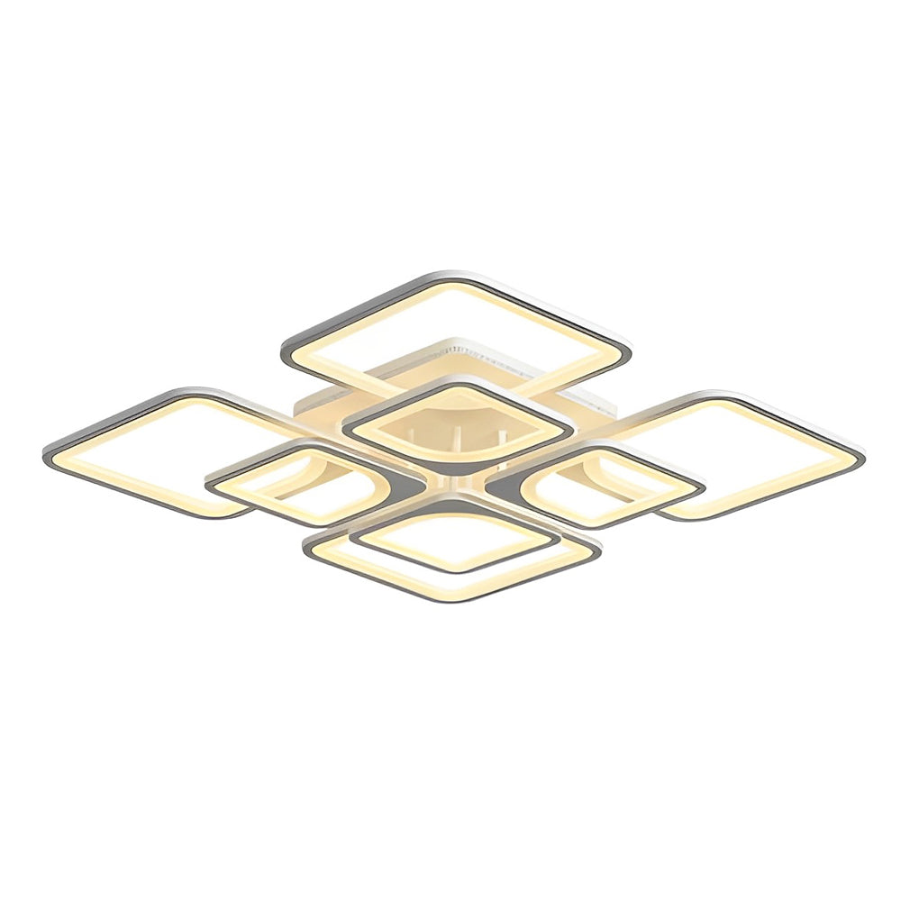 Modern Square LED Semi-Flush Mount — Iron and Acrylic, 5- or 8-Light, Remote Control, Stepless Dimming, 3000K–6000K