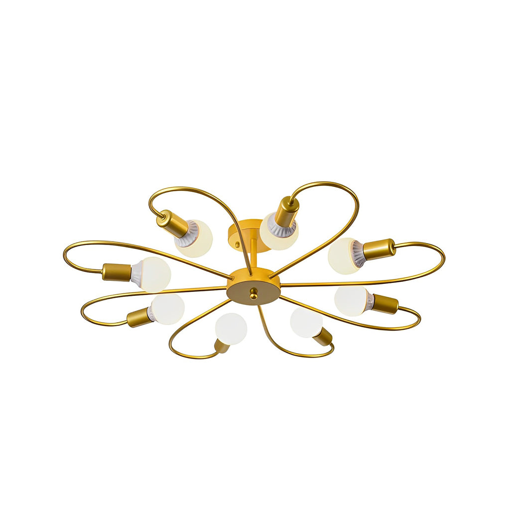 Flower Semi Flush-Mount Ceiling Light — Iron, 33.1" Diameter, Black or Gold Finish