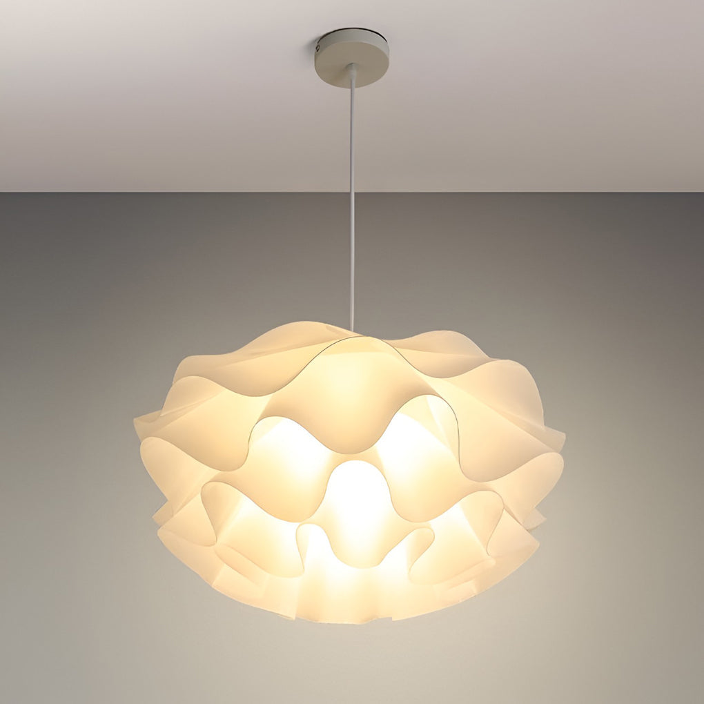 Flower-Shape Chandelier — White Acrylic, Three-Step Dimming LED, 3000K–6000K