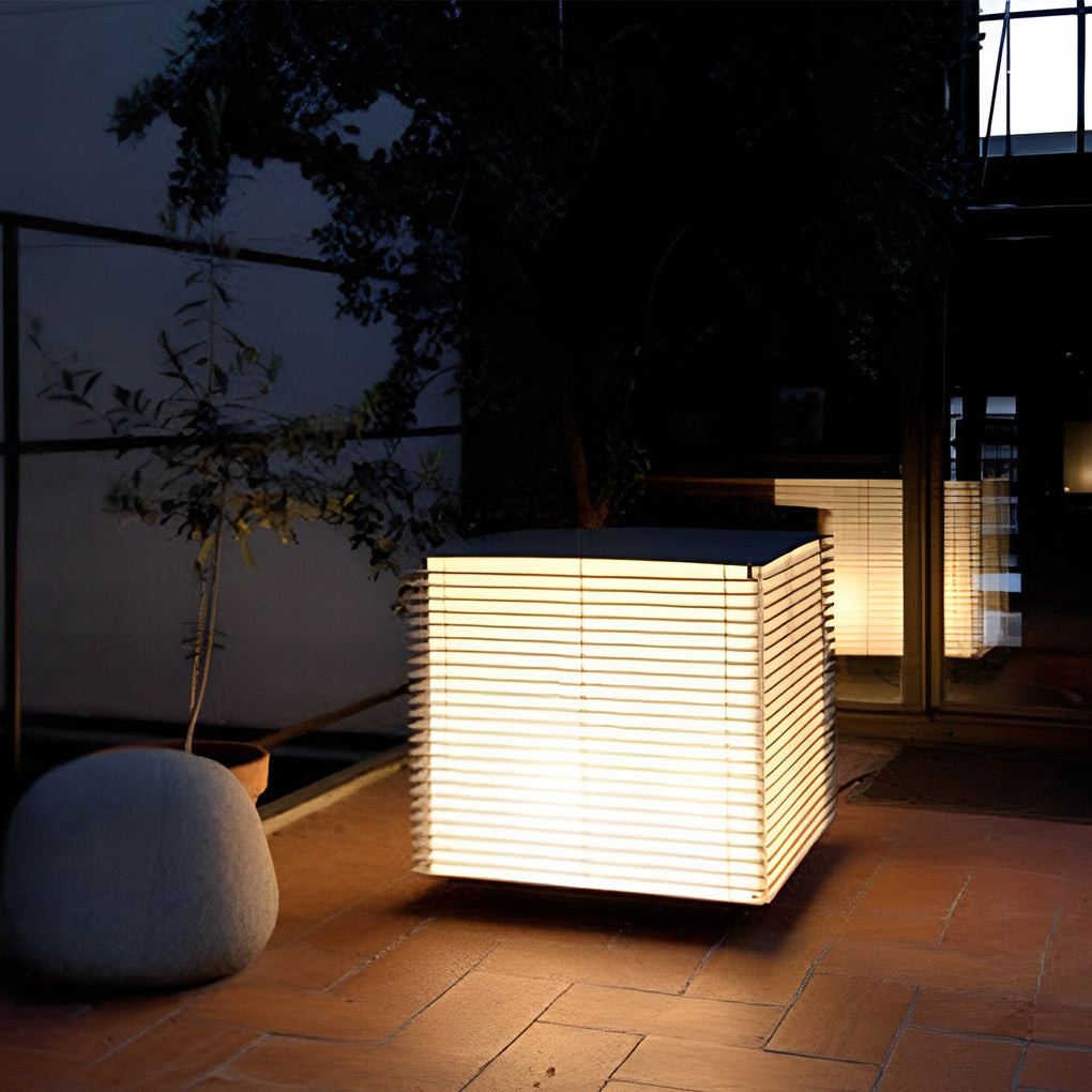 Modern Black Outdoor Bollard Light — Aluminum & Acrylic, Square Grid, LED 3000K, IP65 Weatherproof