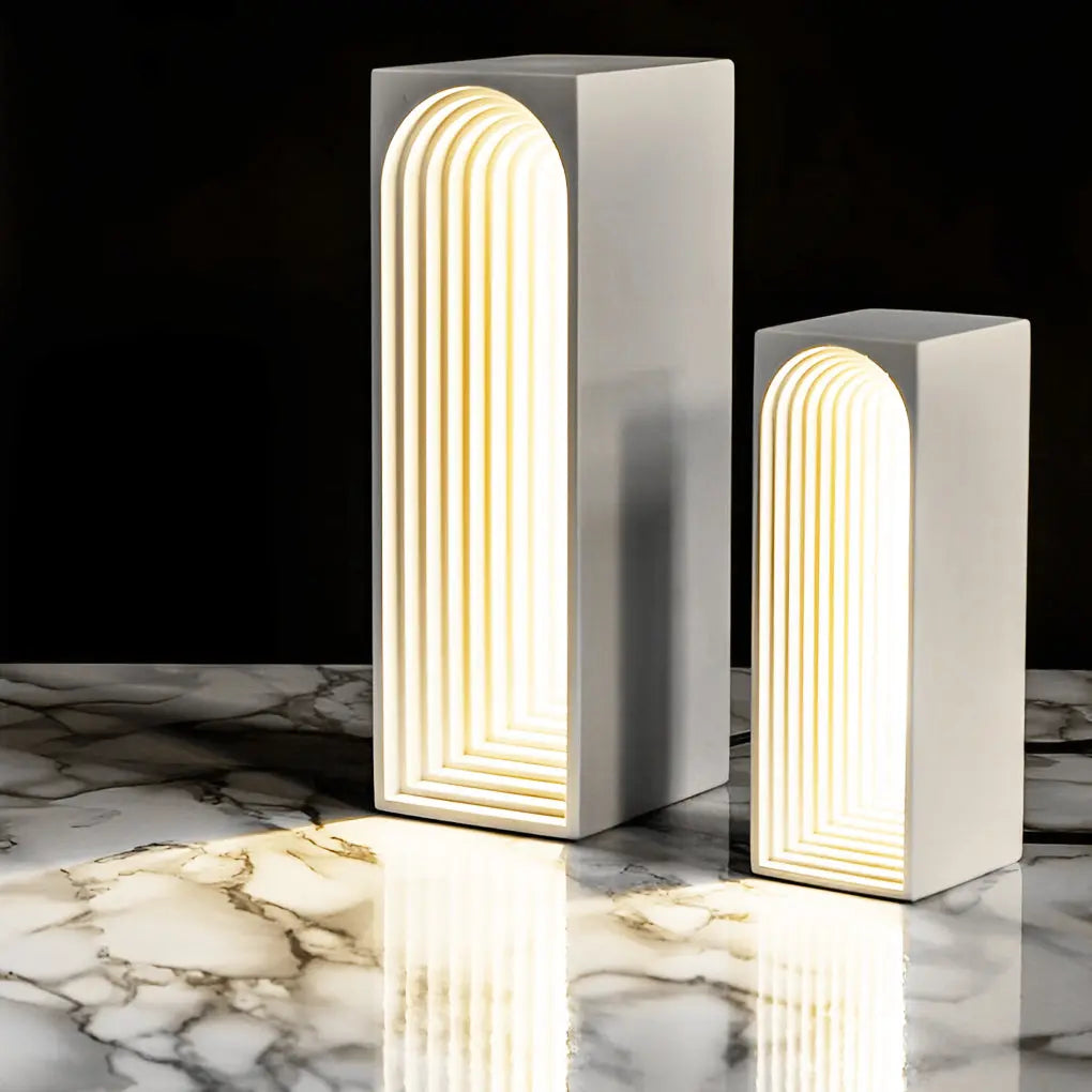 Rectangle Table Lamp with LED and USB in Nordic Concrete Design Luxe