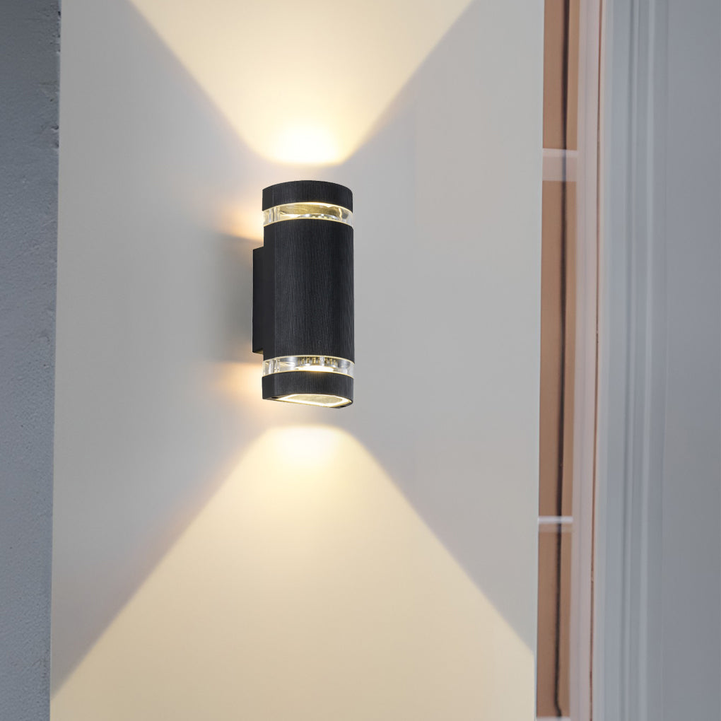 Industrial Up/Down Outdoor Wall Sconce — Black Aluminum, LED 10W, IP65 Weatherproof