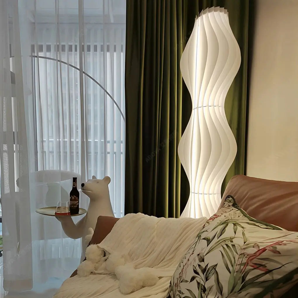 Contemporary Wavy Floor Lamp with Coastal LED Design Luxe