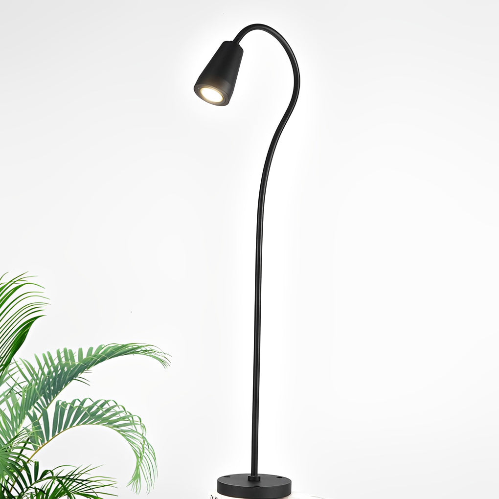 Arched Gooseneck Flower-Bloom Path Light — Black Aluminum, 7W COB LED, IP65, 31", 3000K Warm White
