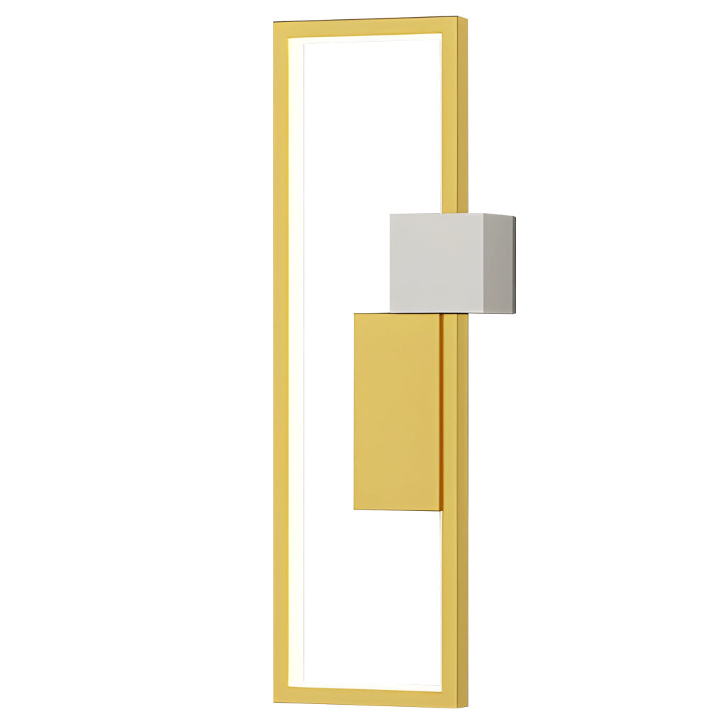 Rectangular Three-Step Dimming LED Wall Sconce — Iron & Aluminum, 3000K/6000K, Black or Gold