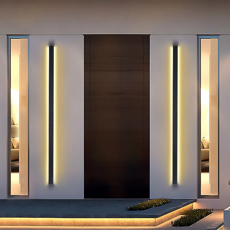 Modern Linear Outdoor Wall Light — Black Metal, LED Integrated, IP65, 20W–40W, 3000K