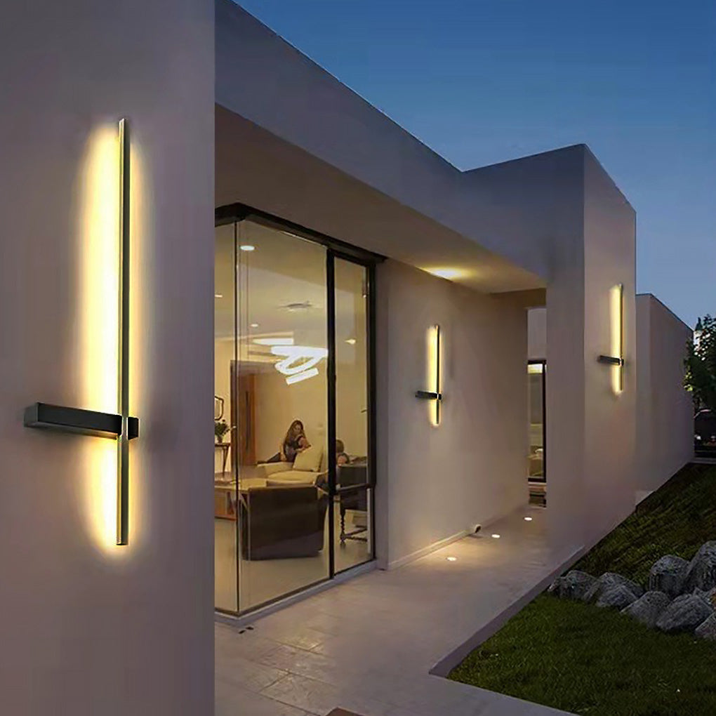 Modern Linear Outdoor Wall Sconce — Black Aluminum, LED, IP54, 6W–15W, 3000K