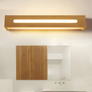 Rectangular Wood Wall Sconce — Rubber Wood, LED, Moisture-Proof, 14"/18"/22" Lengths