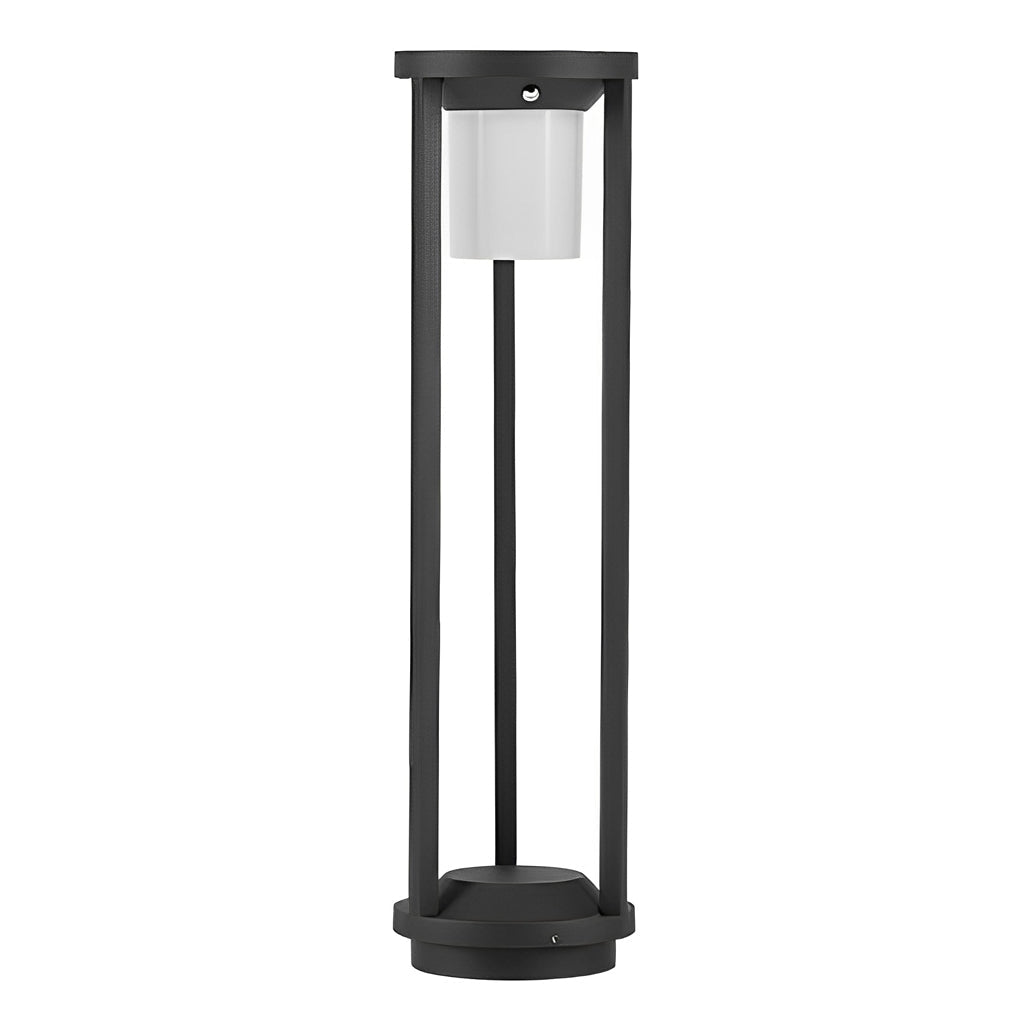 Modern Black Solar Bollard Path Light — Die-Cast Aluminum, LED, Three-Step Dimming (3000K/4500K/6000K), IP55 Weatherproof