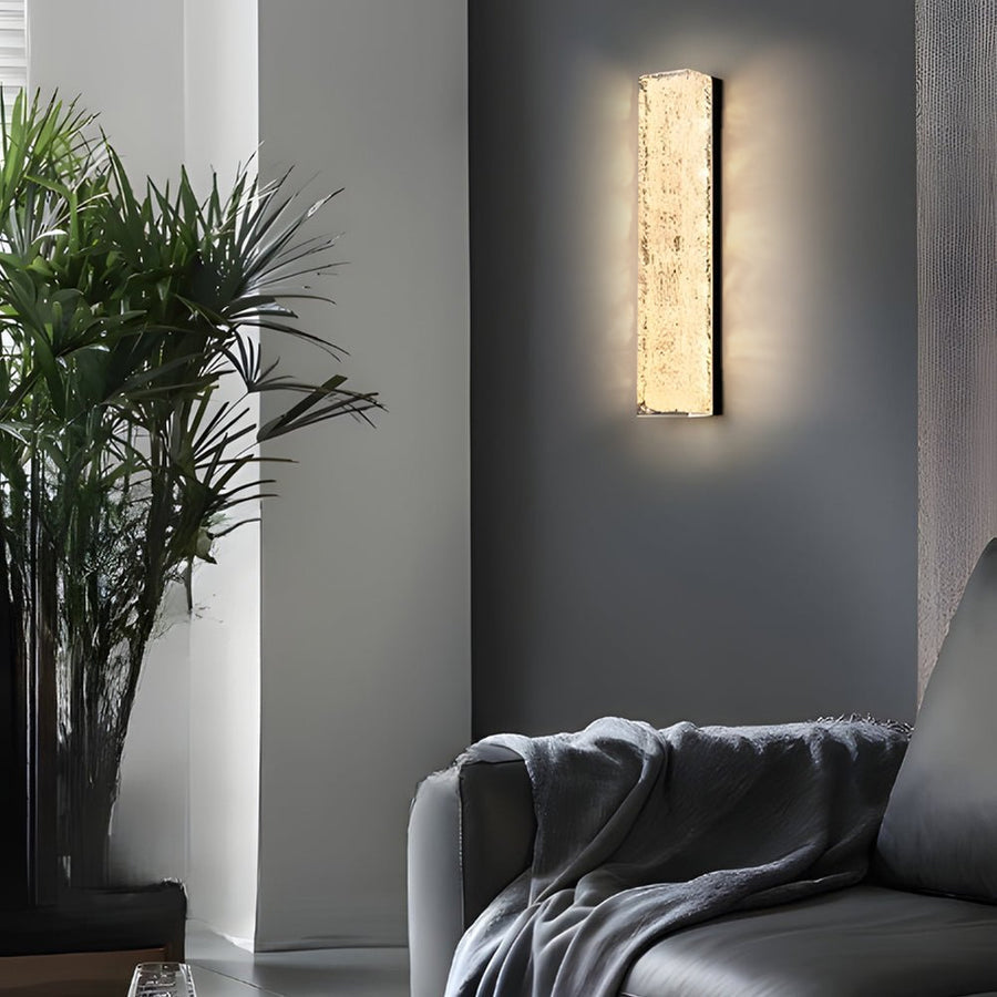 Rectangular Modern Wall Sconce — Brass and Clear Resin, Hardwired LED, 24W / 36W, 3000K Warm White