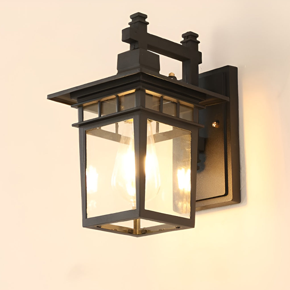 Retro Outdoor Wall Sconce — Die-Cast Aluminum with Glass Shade, E27, Waterproof, Bulb Not Included