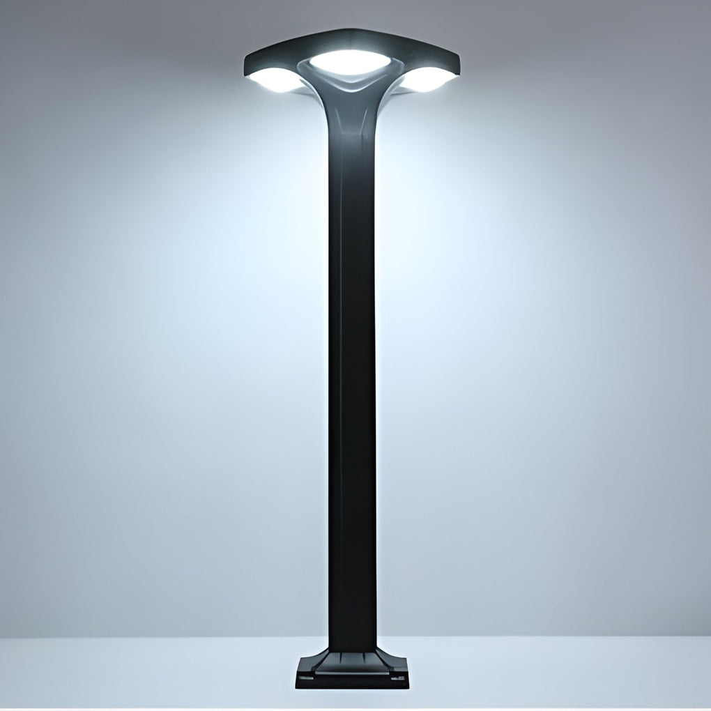 Square LED Bollard Path Light — Die-Cast Aluminum, 4-Light, Solar / Hardwired, IP65 Waterproof, 3000K / 6000K, 16"–39" Heights