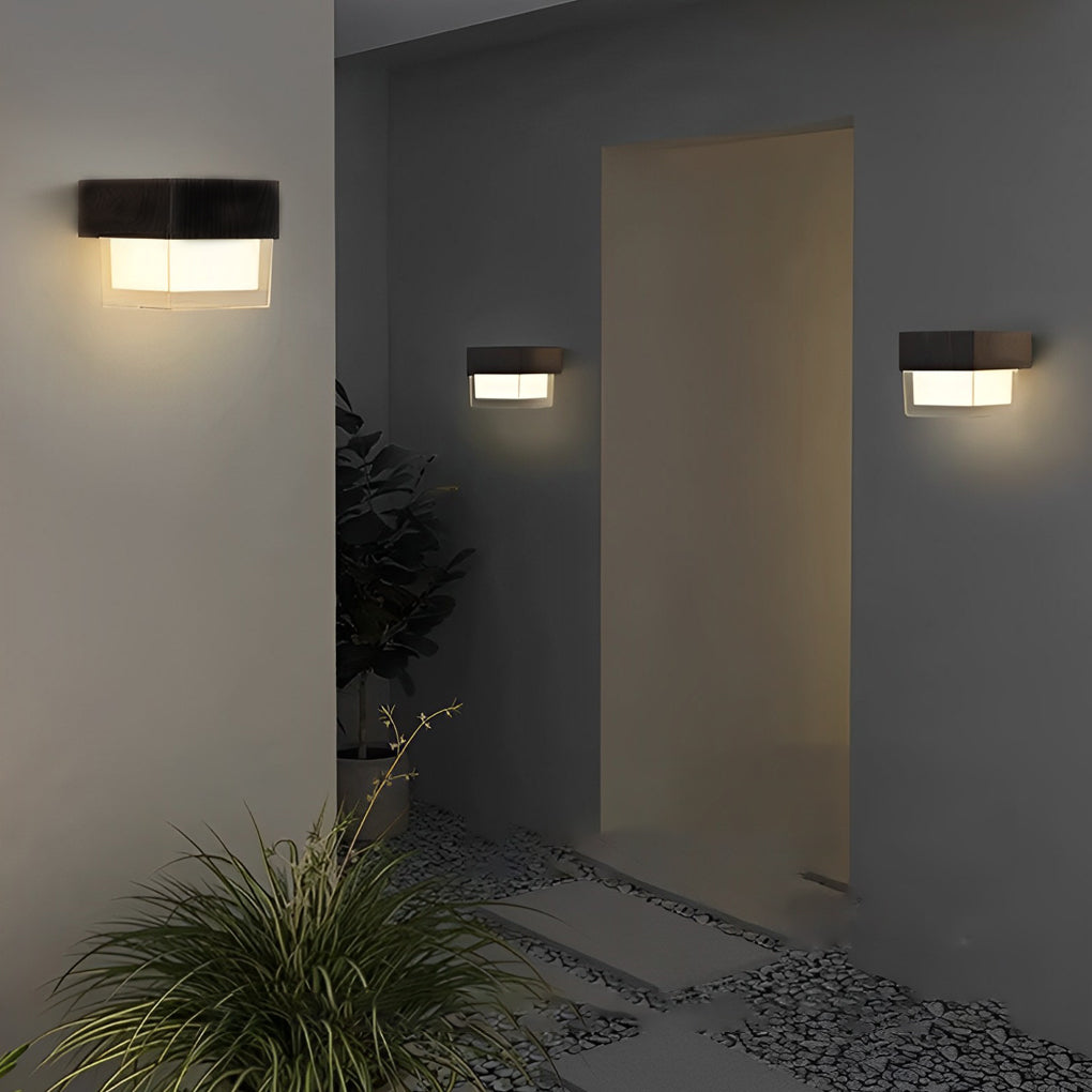 Minimalist Solar Outdoor Wall Sconce — Black Iron, LED Weatherproof, Square or Round