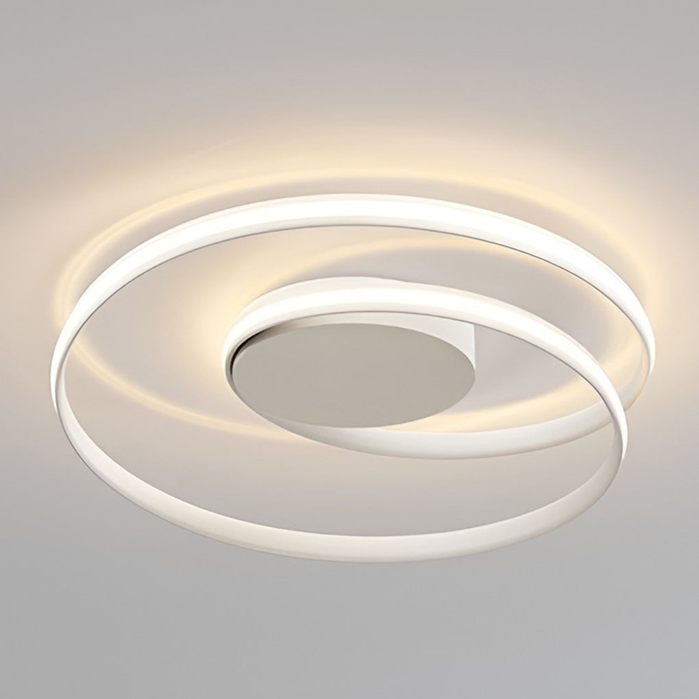 Modern Circular LED Flush-Mount Ceiling Light — Iron & Aluminum, 19.7" Diameter, Stepless Dimming with Remote Control