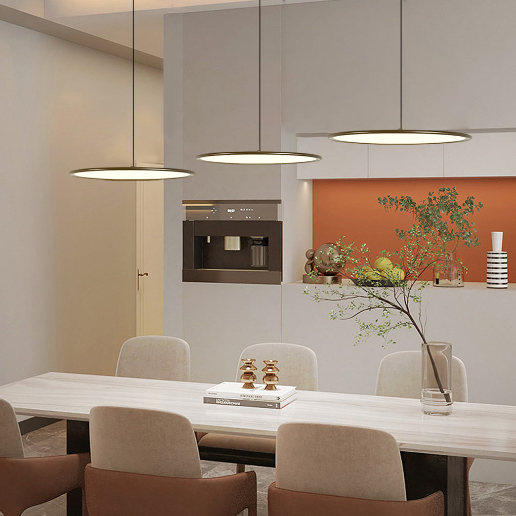 Minimalist Industrial Circular Linear Pendant Light — Metal, Stepless Dimming, 16", 20", or 24", Black or White