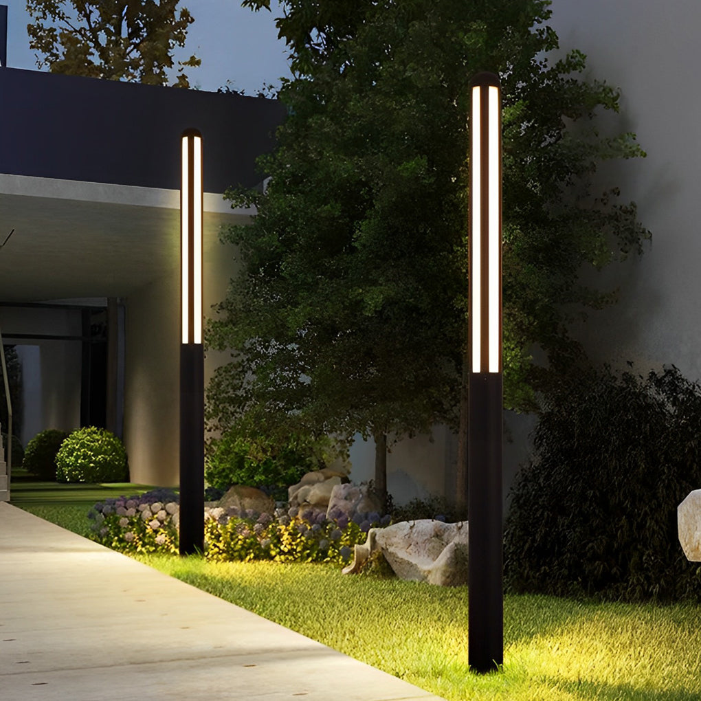 Modern Minimalist Bollard Light — Black Aluminum, LED, IP65 Weatherproof, 59"–118" Heights, 3000K