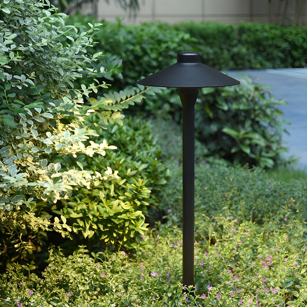 Mushroom Outdoor Path Light — Black Aluminum & Acrylic, LED 7W, 3000K, IP54, 8" Shade