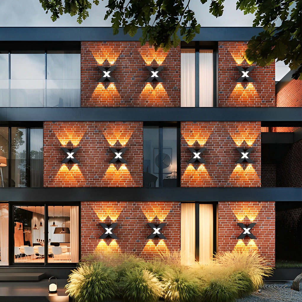 Modern Black X-Shaped Waterproof LED Outdoor Wall Lamp - Creative Exterior Lighting