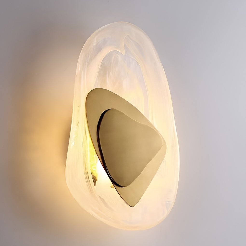 Modern Glass Wall Sconce — Wrought Iron, Three-Step Dimming, LED, Gold or Black