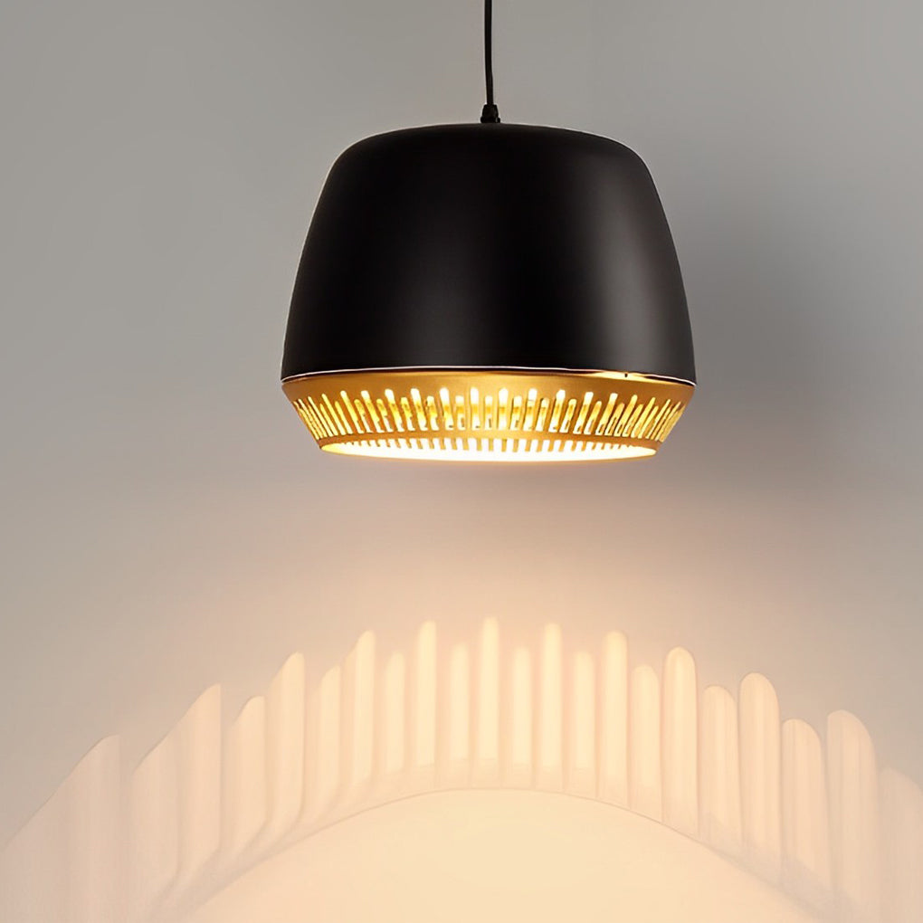 Modern Round Ball Pendant Light — Iron, 12" Diameter, Adjustable Wire, Black or White