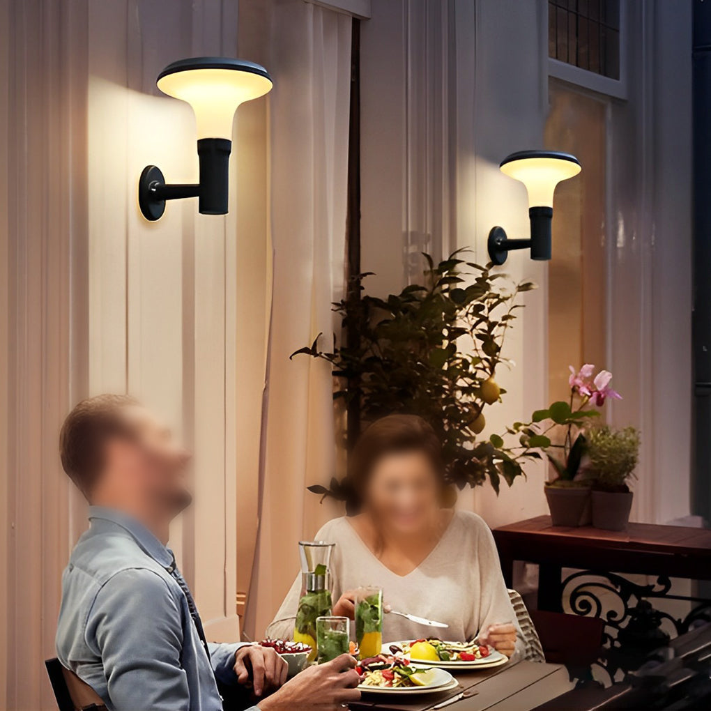 Modern Black Round Flower Solar Outdoor Wall Sconce — Aluminum, E27, IP65 Weatherproof, 10" Diameter