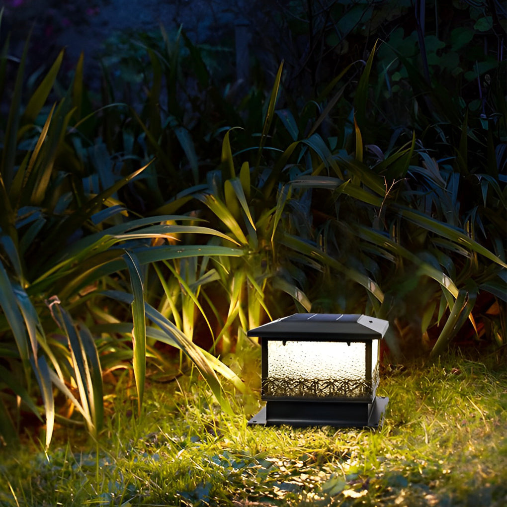 Modern Square Solar Fence Post Light — Black Metal, IP65 Weatherproof, 9.5–11 Hr Runtime