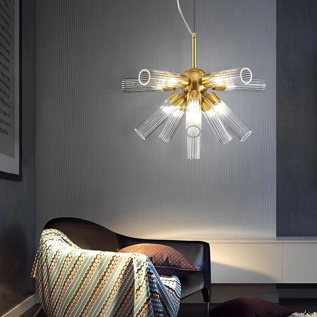 Postmodern Sputnik Chandelier — Acrylic Tube, 11-Light G9, Three-Step Dimming (3000K/4500K/6000K), 19.7"