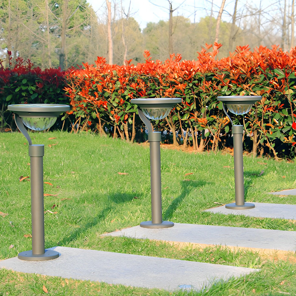 Half-Sphere Solar Bollard Light — Aluminum, LED 3000K Warm White, IP44, 6" × 22"