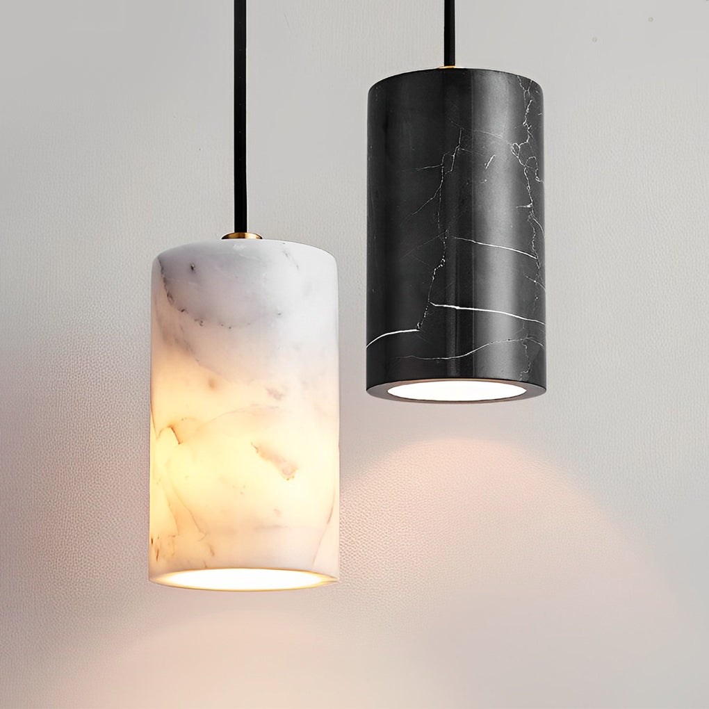 Minimalist Cylindrical Mini Pendant — Copper and Marble, E27, 3-Step Dimming (3000K/4500K/6000K), 67" Adjustable Cord