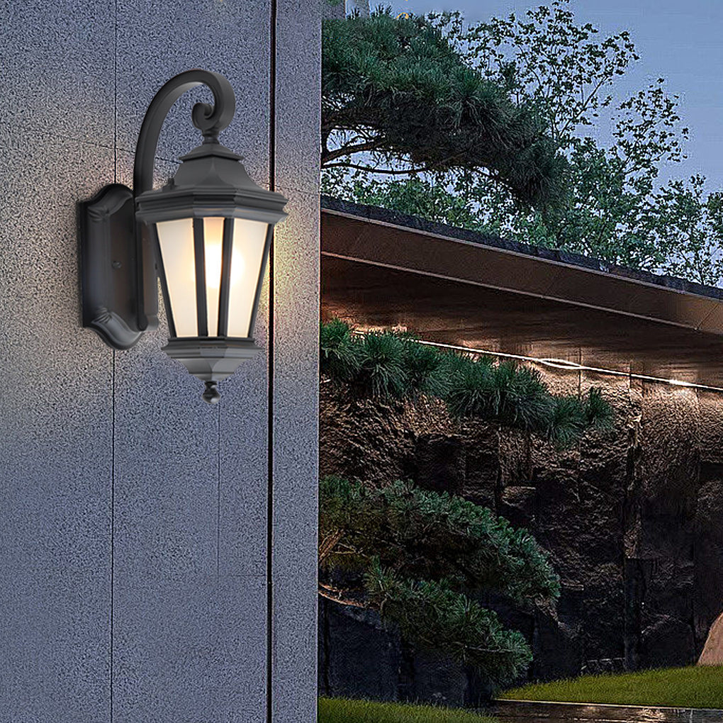 Minimalist Frosted Glass Outdoor Wall Sconce — Aluminum, E27, Waterproof, Two Sizes